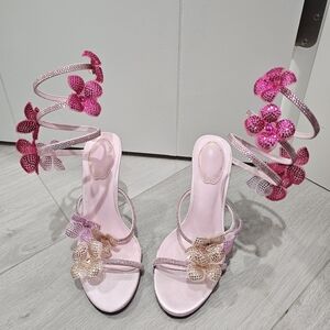 Size 34 Elegant Pink Floral Women's Heels
